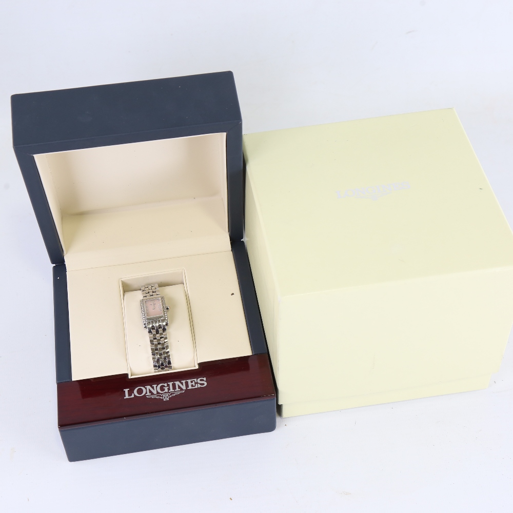 LONGINES - a lady's stainless steel Dolce Vita quartz wristwatch, ref. L5.158.0, circa 2015, pink - Image 5 of 5