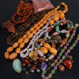 Various bead necklaces, including amber and carnelian Lot sold as seen unless specific item(s)