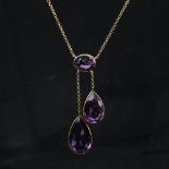 ***WITHDRAWN*** A 9ct gold amethyst negligee pendant necklace, set with oval mixed...