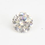A 3.15ct unmounted round brilliant-cut moissanite, dimensions: 9.50mm x 5.50mm, with GLI card
