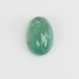 A 2.64ct unmounted oval cabochon emerald, dimensions: 10.67mm x 7.13mm x 4.85mm, 0.54g No damage