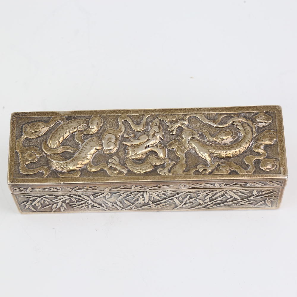 A late 19th/early 20th century Chinese export silver box, by Wang Hing & Co of Hong Kong, plain - Image 2 of 5