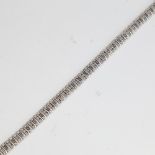 A modern sterling silver "blue" diamond bracelet, set with single eight-cut diamond, maker's marks