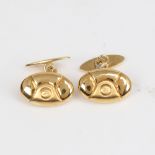 A pair of Italian 18ct gold oval cufflinks, panel length 16.4mm, 5.8g No damage or repairs, settings