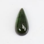 A 10.06ct unmounted pear cabochon green tourmaline, dimensions: 21.68mm x 10.36mm x 6.10mm, 2.02g
