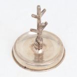 An Edwardian novelty silver dressing table ring stand, formed as a tree, by Deakin & Francis,