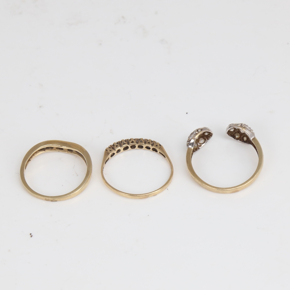 3 modern 9ct gold stone set rings, size O, Q and S, 5.2g total (3) No damage or repair, all stones - Image 4 of 5
