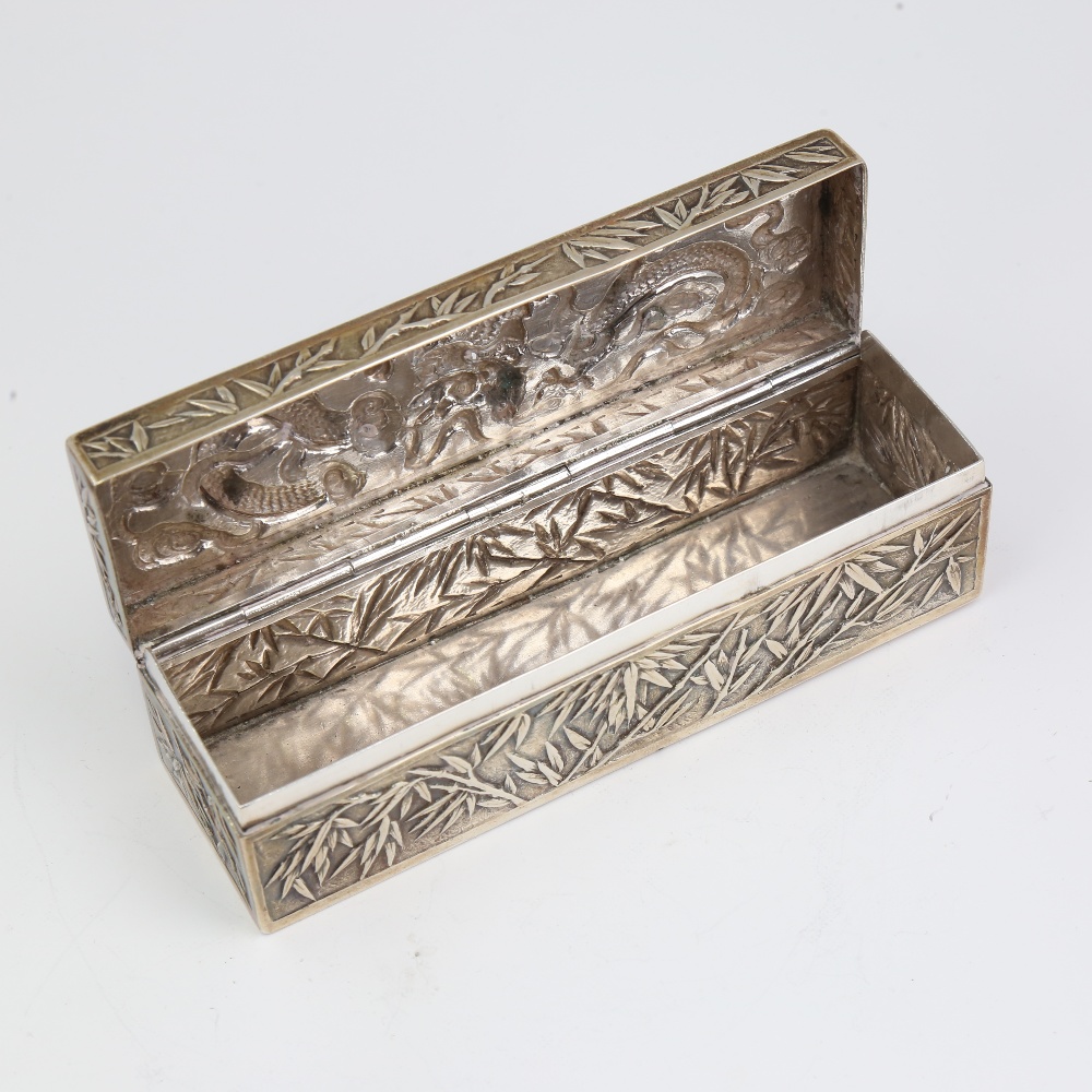 A late 19th/early 20th century Chinese export silver box, by Wang Hing & Co of Hong Kong, plain - Image 4 of 5