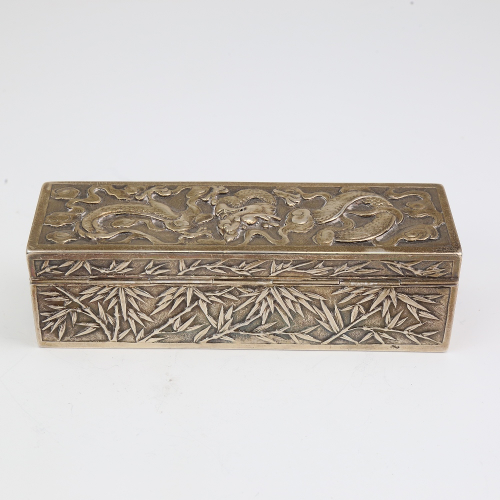 A late 19th/early 20th century Chinese export silver box, by Wang Hing & Co of Hong Kong, plain - Image 3 of 5