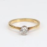 An 18ct gold 0.5ct solitaire diamond ring, plain 6-claw setting with modern round brilliant-cut