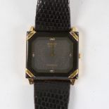 RADO - a gold plated stainless steel Florence quartz wristwatch, ref. 121.3365.2, square black