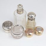Various silver-topped dressing table jars, silver pillboxes etc Lot sold as seen unless specific