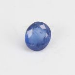 A 1.29ct unmounted oval mixed-cut Sri Lankan sapphire, dimensions: 6.75mm x 6.01mm x 3.48mm, no