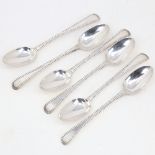 A set of 6 Georgian silver bead-edge teaspoons, indistinct hallmarks, length 13cm, 3.3oz total (6)