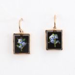 A pair of Italian Grand Tour micro mosaic earrings, floral panels with shepherd hook fittings,