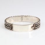 A modern sterling silver rope twist identity bracelet, internal length 7cm, internal height 5cm,