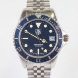 TAG HEUER - a stainless steel Professional 1000 Diver 200M quartz wristwatch, ref. 980.613B, blue