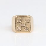 A heavy gauge 9ct gold signet ring, maker's marks JS, hallmarks Sheffield 1972, setting height 15.