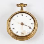 An 18th century gold plated pair-cased open-face keywind Verge pocket watch, by George Cartwright of