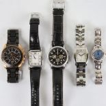 5 modern designer quartz wristwatches, including GC, Michael Kors, Guess and Emporio Armani, only