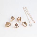 Various gold jewellery, including 9ct signet ring, buckle ring etc, 16.7g total (6) Lot sold as seen