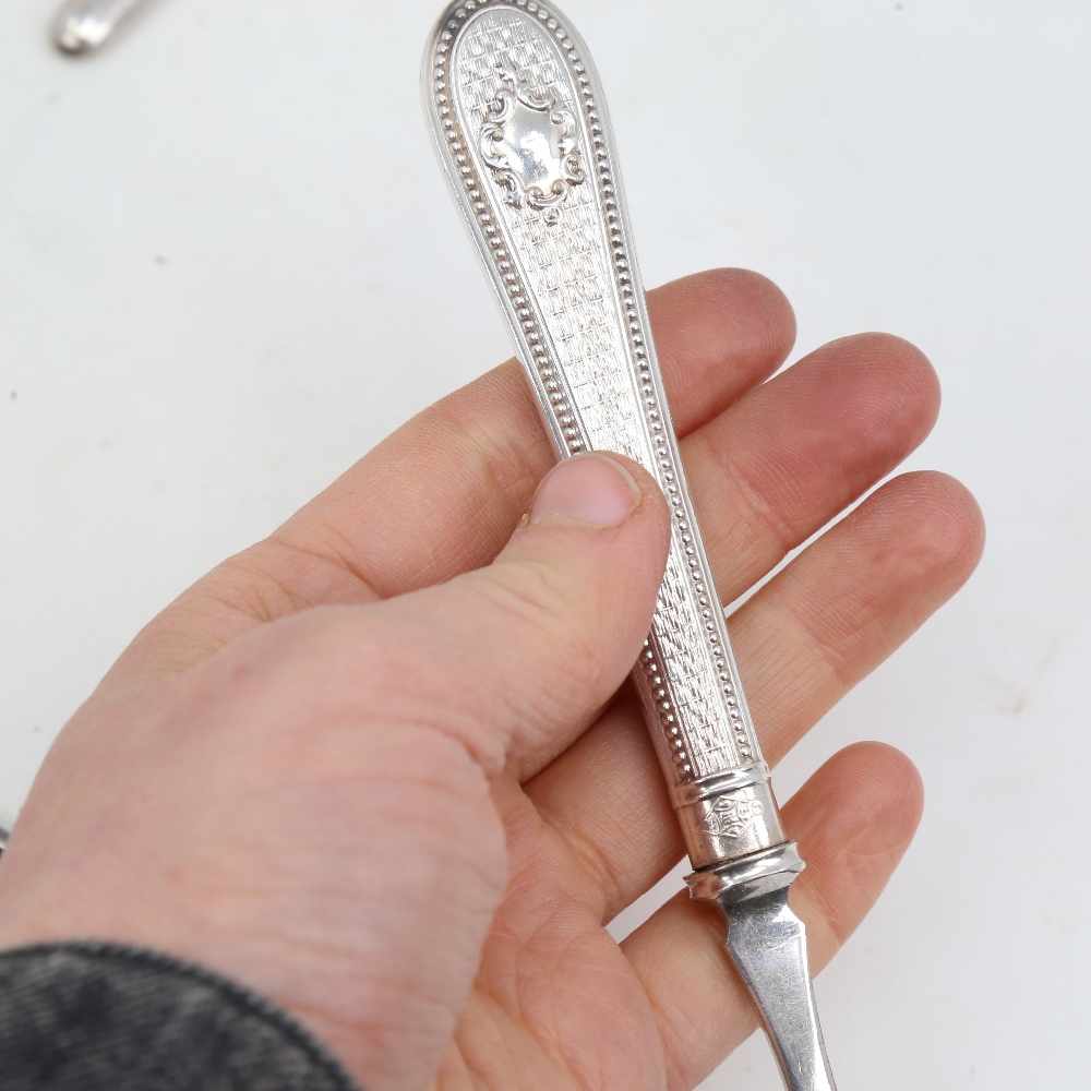 A set of 5 Antique silver plated marrow scoops, and a silver plated arrow meat skewer, length - Image 5 of 5