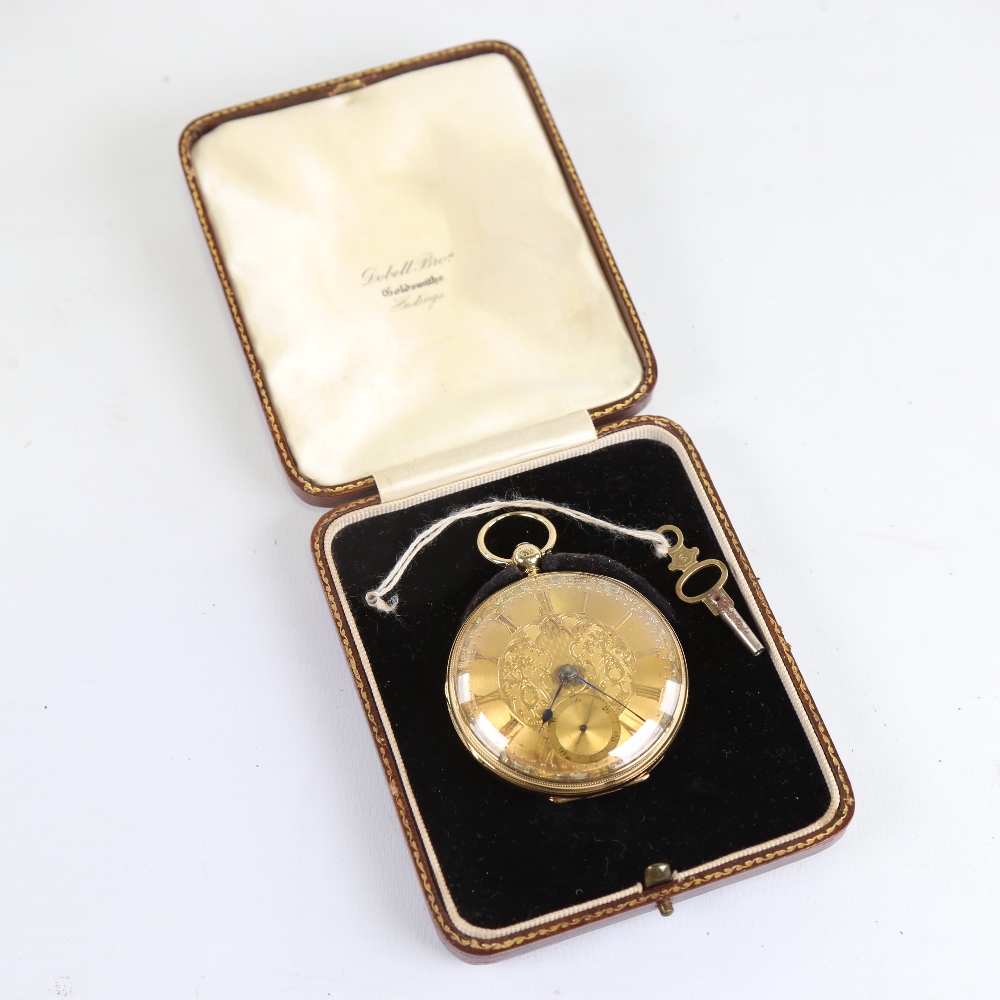 A 19th century 18ct gold cased open-face keywind pocket watch, by Peter Cattaneo of Croydon, - Image 5 of 5