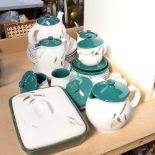 Denby Greenwheat pattern tea and dinnerware, including vegetable tureen, dinner plates, teapot etc