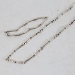 A Danish sterling silver bamboo design necklace, and a sterling silver rib design bracelet, by Niels