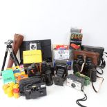 Various Vintage camera equipment, binoculars, opera glasses etc (2 boxes)