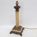 An Art Nouveau table lamp, with embossed copper mounts, height 44cm