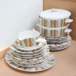 A group of Midwinter Sienna pattern dinnerware, including tureens, dinner plates, sauce boat etc