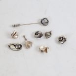 Various Scandinavian stone set silver jewellery, including clip earrings by Sten & Laine of Finland