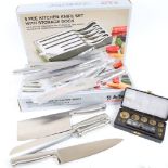 A boxed 5-piece kitchen knife set, with storage dock, by Global, RRP £169, a 4-piece knife and