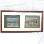 Charles Eastlake, pair of colour woodcut prints, in single frame, overall frame size 34cm x 67cm