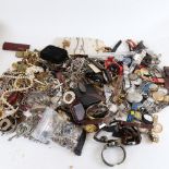 2 boxfuls of mixed wristwatches, various costume jewellery, pocket watch, table lighter, including
