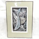 Colour print, a box of mixed fish, signed in pencil, image 48cm x 28cm, framed