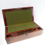 A Victorian mahogany writing slope, with fitted interior and brass mounts, 49cm across