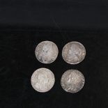 4 silver shillings, including William III (ESC 1078), Anne (ESC 1158), George I (ESC 1176), and