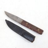 A sailor's deck knife, with rosewood handle, blade length 11cm