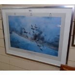 Robert Taylor, colour print, Johnnie Johnson leading 144 Canadian Wing over the Normandy Beaches,