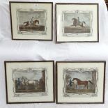 A set of 4 19th century aquatints, horse portraits, plate size 30cm x 35cm, framed (4)