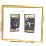 A pair of Indian watercolours, romantic scenes with text inscriptions, each panel 17cm x 9cm,