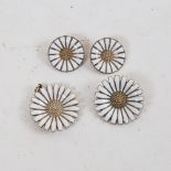 ANTON MICHELSEN - Danish sterling silver and white enamel daisy pattern jewellery, comprising