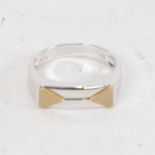 A 14ct yellow and white gold ring, 4.8g