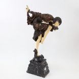 A composition Art Deco style figure of a dancing girl on plinth, 45.5cm