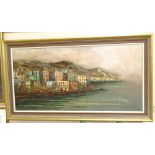 D Gabbini, oil on canvas, Continental coastal scene, signed, 20" x 30", framed