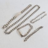 5 silver bracelets and necklaces, 8.5oz total