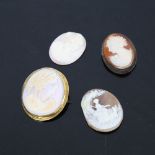 4 relief carved cameo panels, including pink coral and shell (4)