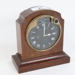 A Vintage Jaeger of Paris dashboard 8-day clock, converted to a mantel clock, with black dial and